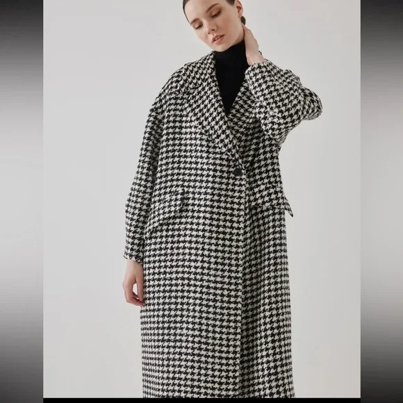 Chic Houndstooth Pattern Oversized Balloon Sleeve
Coat - Picture 2 of 3